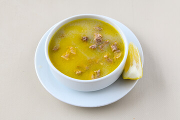 Turkish Traditional Tripe Soup. Iskembe, beyran, kelle paca corbasi.