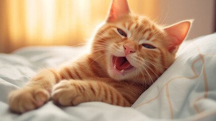 Orange Tabby Kitten's Relaxed Morning