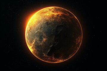 Dark background with solitary planet Mercury. Generative AI
