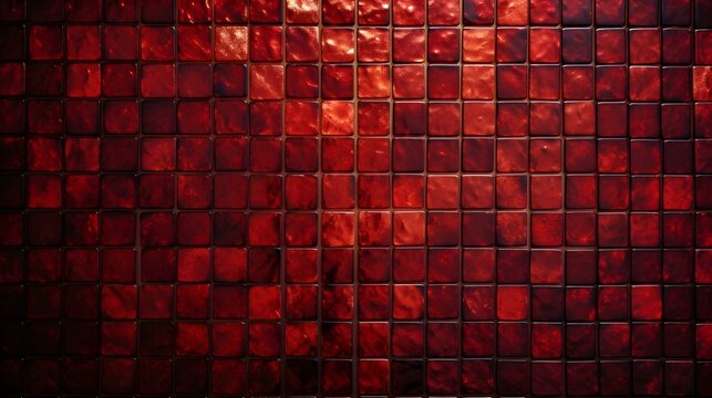 Texture of Mosaic Tiles in dark red Colors. Rustical Background