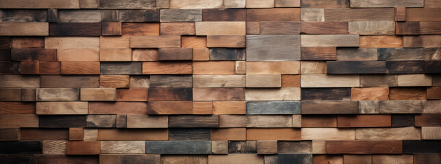 Wooden Wall in the Style of Bricks: Earthy Colors and Depth