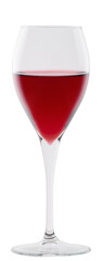 glass of red wine on white, copy space