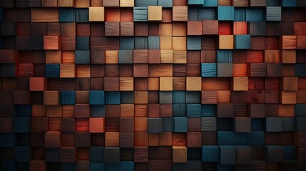 Realistic textured colorful mosaic wood background. a wooden plank with a detailed texture backdrop