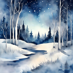 Generative AI abstract render of a fantasy landscape in the winter