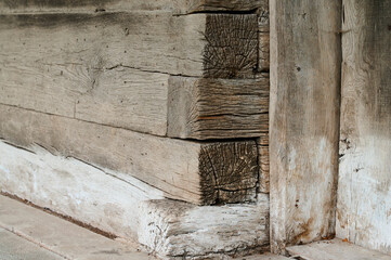 orthodox method of joining logs for buildings with no nails, close-up