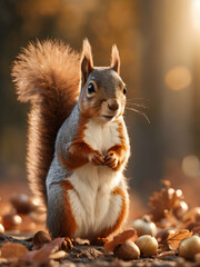 Obraz premium squirrel and acorn Created by artificial intelligence