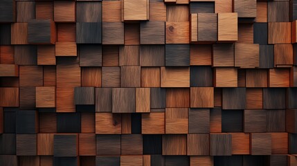 Realistic textured brown wood background. a wooden plank with a detailed 3d cube texture wood backdrop