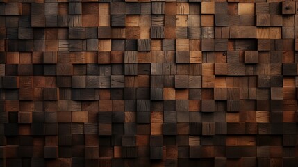 Realistic textured brown wood background. a wooden plank with a detailed 3d cube texture wood backdrop