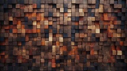 Fototapeta premium Dark color wood background with 3d cube texture wooden