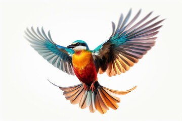 A flying bird isolated against a transparent background. Generative AI - obrazy, fototapety, plakaty