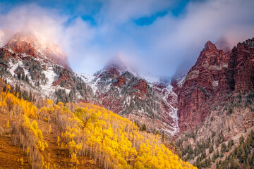 Colorado autumn scene in the White River National Forest opposite the Maroon Bells