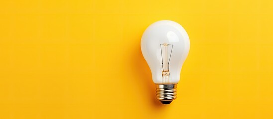 A light bulb of ivory color set apart on a sunny backdrop conveying a business idea An area is kept free for replicating content - obrazy, fototapety, plakaty