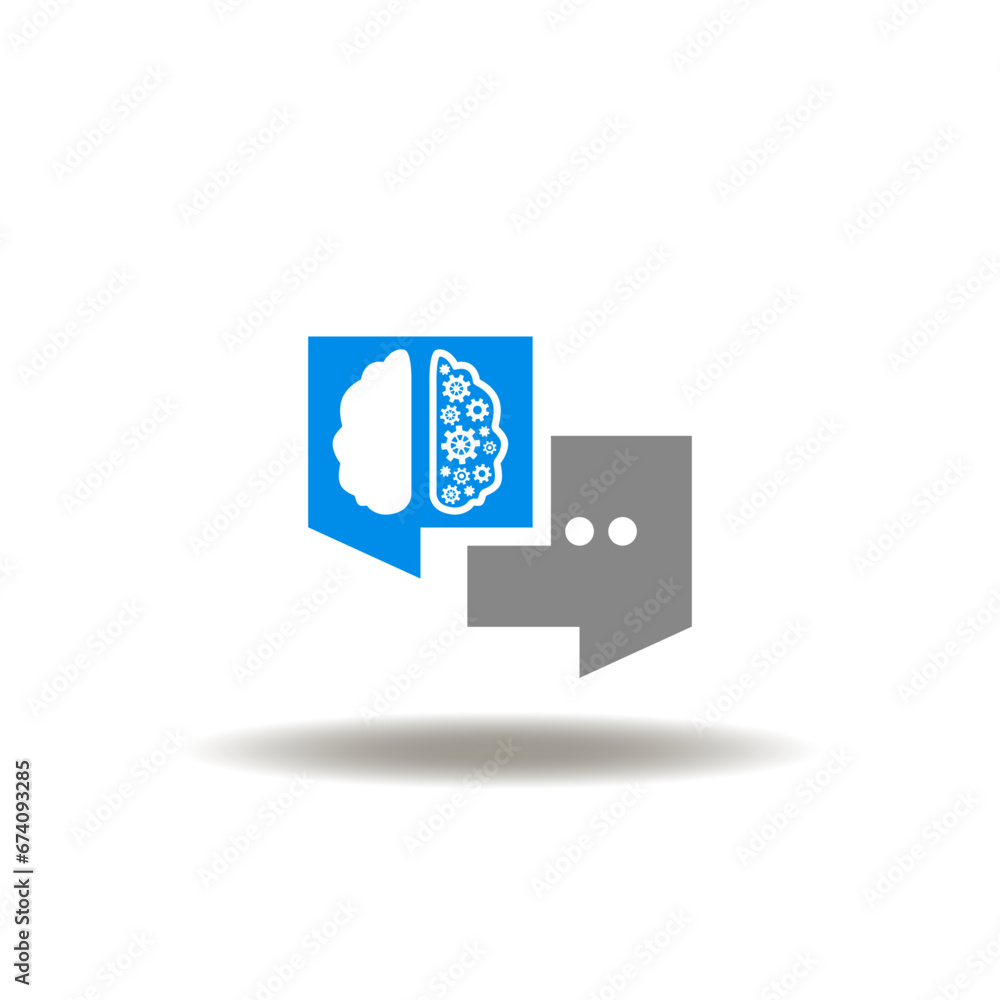 Poster vector illustration of speech bubble with brain. icon of smart voice assistant. symbol of ai. sign o