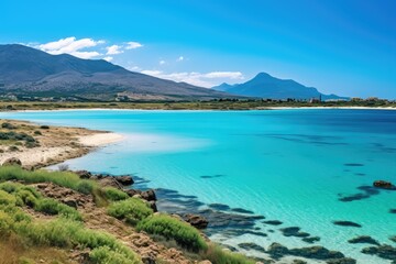 Crete Greece Elafonisi lagoon paradisiacal view of beach - obrazy, fototapety, plakaty