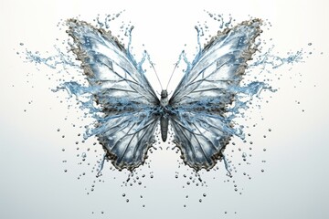 Butterfly made of water splashes. Generative AI