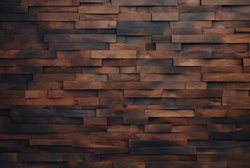 Grunge brown and dark tiled wood wall background