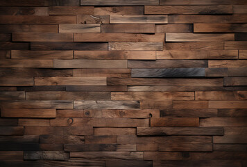 Grunge brown tiled wood wall background