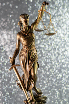 Gold Lady Justice With Scales In Shining Silver 