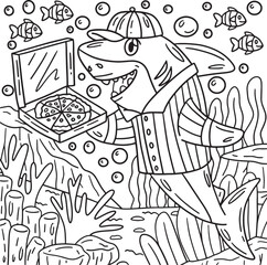 Pizza Shark Coloring Page for Kids