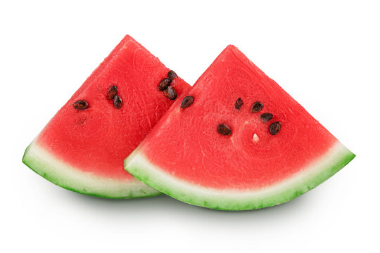 Slices of watermelon isolated on white background with full depth of field
