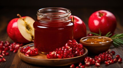 Png Apple Pomegranate Jar Honey Horn , Bright Background, Background Hd