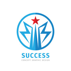 Success business vector logo template concept illustration in flat style. Star with abstract shapes. Award winner cup creative sign. Design element.  - 674106005