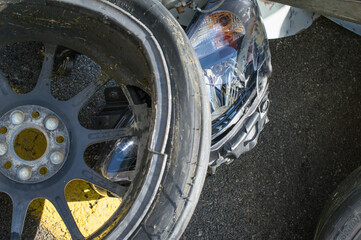 race car spare wheels, lightweight rims with racing rubber slicks