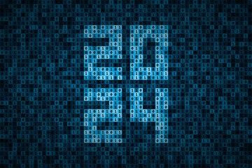 Number 2024 made from 0 and 1 symbols of binary code
