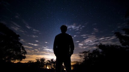 Self-portrait as a silhouette, juxtaposed against a digitally-rendered galaxy