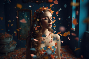 Bride beautiful confetti, AI generated