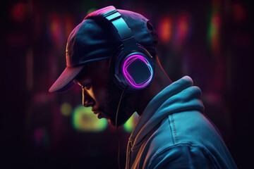Hip hop cap headphones, AI generated