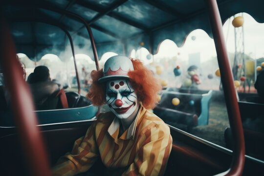 Creepy clown  outdoor, AI generated
