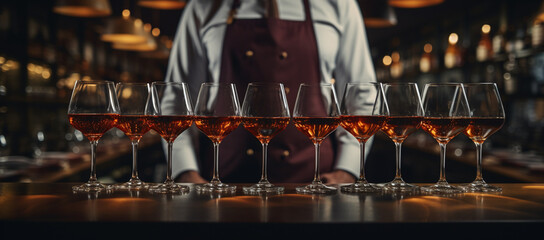 Masterclass by sommeliers in luxury restaurant. Wine and Dine Concept.