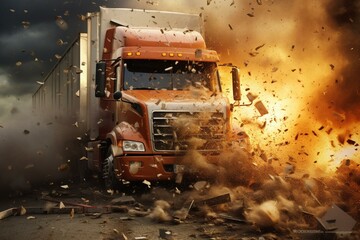 A devastating truck collision. Generative AI