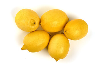 Fresh lemon fruits, isolated on white background.