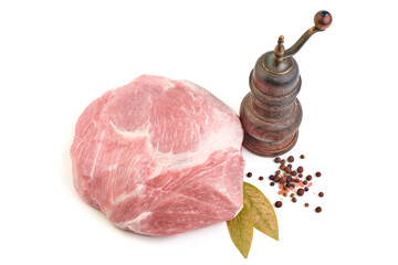 Pork shoulder meat, isolated on white background.