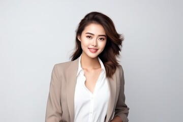 Obraz premium Young attractive woman dressed in business style. Successful business woman, employee, manager.