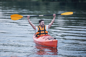 Man and kayak