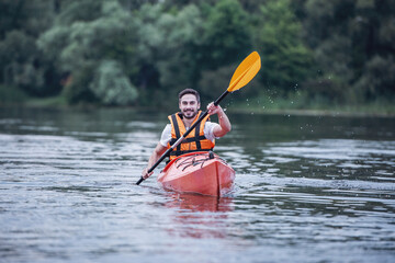 Man and kayak