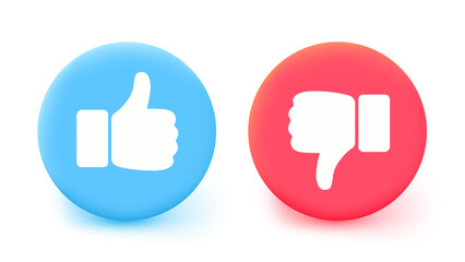 Thumb up and down icon. Vector like and unlike button for website and mobile app - obrazy, fototapety, plakaty