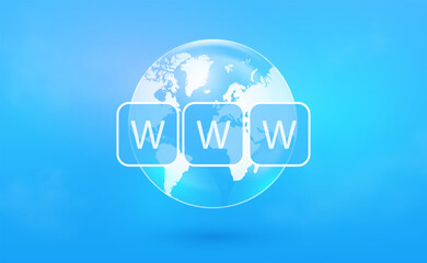 World Wide Web vector symbol. WWW icon. Website symbol. Globe with text www. Vector illustration