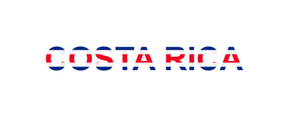 Letters Costa Rica in the style of the country flag. Costa Rica word in national flag style.
