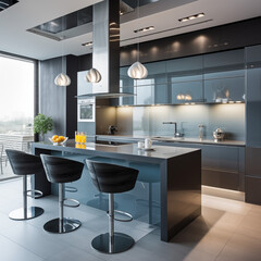 modern kitchen interior in New York, Generative AI