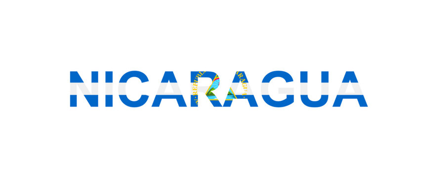 Letters Nicaragua in the style of the country flag. Nicaragua word in national flag style.