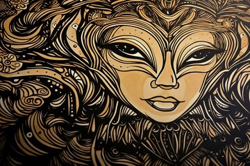 intricate detailed background wallpaper texture coloring book style gold and black