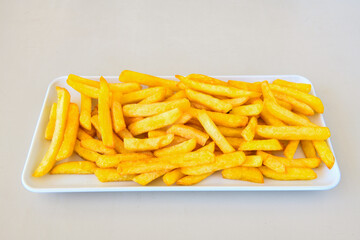 French fries Snack food crispy potato . Fast food or  snacks concept. Patates cips.