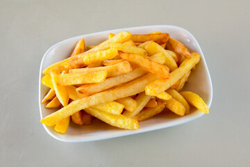 French fries Snack food crispy potato . Fast food or  snacks concept. Patates cips.