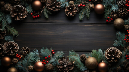 Creative wooden frame tree branches and Christmas decoration garland style