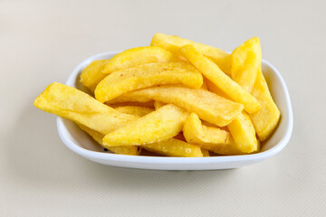 French fries Snack food crispy potato . Fast food or  snacks concept. Patates cips.