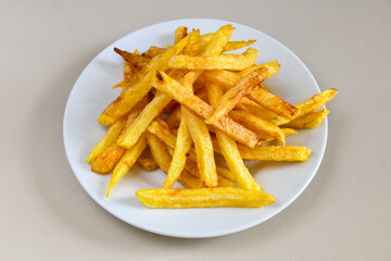 French fries Snack food crispy potato . Fast food or  snacks concept. Patates cips.